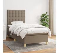 vidaXL Giroletto a Molle con Materasso Tortora 90x190 cm in Tessuto