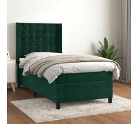 vidaXL Giroletto a Molle con Materasso Verde Scuro 100x200 cm Velluto
