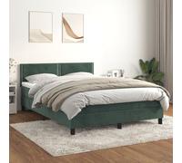 vidaXL Giroletto a Molle con Materasso Verde Scuro 140x190 cm Velluto