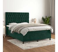 vidaXL Giroletto a Molle con Materasso Verde Scuro 140x190 cm Velluto