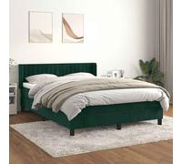 vidaXL Giroletto a Molle con Materasso Verde Scuro 140x200 cm Velluto