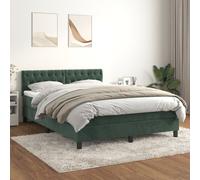 vidaXL Giroletto a Molle con Materasso Verde Scuro 140x200 cm Velluto