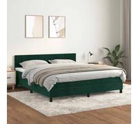vidaXL Giroletto a Molle con Materasso Verde Scuro 160x200 cm Velluto