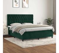 vidaXL Giroletto a Molle con Materasso Verde Scuro 160x200 cm Velluto