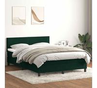 vidaXL Giroletto a Molle con Materasso Verde Scuro 160x220 cm Velluto