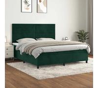 vidaXL Giroletto a Molle con Materasso Verde Scuro 180x200 cm Velluto