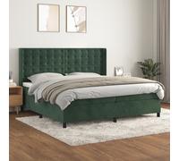 vidaXL Giroletto a Molle con Materasso Verde Scuro 200x200 cm Velluto