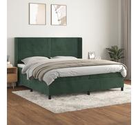 vidaXL Giroletto a Molle con Materasso Verde Scuro 200x200 cm Velluto