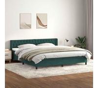 vidaXL Giroletto a Molle con Materasso Verde Scuro 200x210 cm Velluto, letto, rete, letto matrimoniale, arredo camera, rete letto, letto imbottito