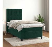 vidaXL Giroletto a Molle con Materasso Verde Scuro 80x200 cm Velluto