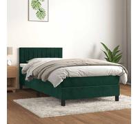 vidaXL Giroletto a Molle con Materasso Verde Scuro 80x200 cm Velluto