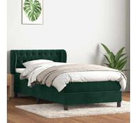 vidaXL Giroletto a Molle con Materasso Verde Scuro 80x220 cm Velluto