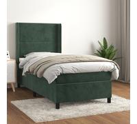vidaXL Giroletto a Molle con Materasso Verde Scuro 90x190 cm Velluto