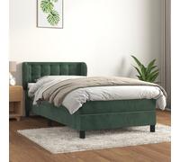 vidaXL Giroletto a Molle con Materasso Verde Scuro 90x190 cm Velluto