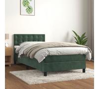 vidaXL Giroletto a Molle con Materasso Verde Scuro 90x200 cm Velluto
