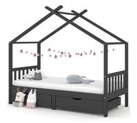 vidaXL Giroletto Bambini Cassetti Grigio Scuro Pino Massello 90x200 cm