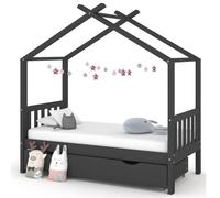 vidaXL Giroletto Bambini Cassetto Grigio Scuro Pino Massello 80x160cm