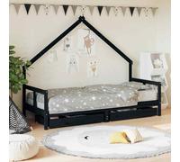 vidaXL Giroletto Bambini con Cassetti Nero 80x200cm Massello di Pino