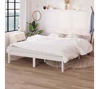 vidaXL Giroletto Bianco in Legno Massello 120x190 cm Small Double