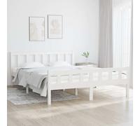 vidaXL Giroletto Bianco in Legno Massello 150x200 cm King Size