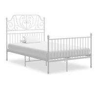 AX Letto Doghe Metallo Bianco Telaio 206x124x124cm Giroletto Legno Pino + 324848