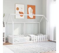 vidaXL Giroletto Casetta Bambini Bianco 80x200 cm Legno Massello Pino, struttura letto casa per bambini, giroletto per bambini, telaio letto per bambini