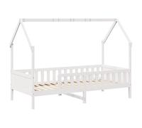 vidaXL Giroletto Casetta Bambini Bianco 90x190 cm Legno Massello Pino, struttura letto casa per bambini, giroletto per bambini, telaio letto per bambini