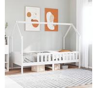vidaXL Giroletto Casetta Bambini Bianco 90x190 cm Legno Massello Pino, struttura letto casa per bambini, giroletto per bambini, telaio letto per bambini