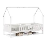 vidaXL Giroletto Casetta Bambini Bianco 90x200 cm Legno Massello Pino, struttura letto casa per bambini, giroletto per bambini, telaio letto per bambini