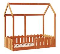 vidaXL Giroletto Casetta Bambini Marrone Cera 70x140 cm Massello Pino, struttura letto casa per bambini, giroletto per bambini, telaio letto per bambini