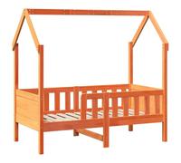 vidaXL Giroletto Casetta Bambini Marrone Cera 80x160 cm Massello Pino