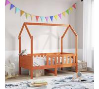 vidaXL Giroletto Casetta Bambini Marrone Cera 80x160 cm Massello Pino, struttura letto casa per bambini, giroletto per bambini, telaio letto per bambini