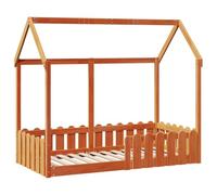vidaXL Giroletto Casetta Bambini Marrone Cera 80x160 cm Massello Pino, struttura letto casa per bambini, giroletto per bambini, telaio letto per bambini