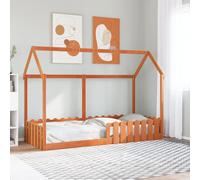 vidaXL Giroletto Casetta Bambini Marrone Cera 80x200 cm Massello Pino, struttura letto casa per bambini, giroletto per bambini, telaio letto per bambini