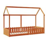 vidaXL Giroletto Casetta Bambini Marrone Cera 80x200 cm Massello Pino, struttura letto casa per bambini, giroletto per bambini, telaio letto per bambini