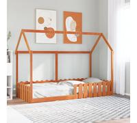 vidaXL Giroletto Casetta Bambini Marrone Cera 90x200 cm Massello Pino, struttura letto casa per bambini, giroletto per bambini, telaio letto per bambini