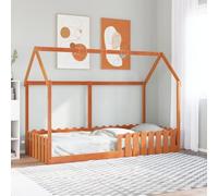 vidaXL Giroletto Casetta Bambini Marrone Cera 90x200 cm Massello Pino, struttura letto casa per bambini, giroletto per bambini, telaio letto per bambini