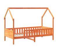 vidaXL Giroletto Casetta Bambini Marrone Cera 90x200 cm Massello Pino, struttura letto casa per bambini, giroletto per bambini, telaio letto per bambini
