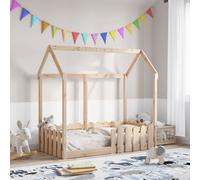 vidaXL Giroletto Casetta per Bambini 70x140 cm Legno Massello di Pino, struttura letto casa per bambini, giroletto per bambini, telaio letto per bambini