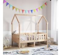 vidaXL Giroletto Casetta per Bambini 70x140 cm Legno Massello di Pino, struttura letto casa per bambini, giroletto per bambini, telaio letto per bambini