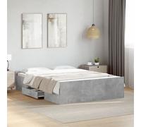 vidaXL Giroletto Cassetti Grigio Cemento 135x190 cm Legno Multistrato