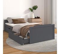 VIDAXL - Giroletto Cassetti Grigio Scuro Legno Massello Di Pino 90x200cm - SPEDIZIONE GRATUITA