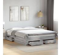 vidaXL Giroletto Cassetti Grigio Sonoma 140x200 cm Legno Multistrato