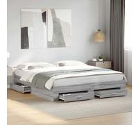 vidaXL Giroletto Cassetti Grigio Sonoma 180x200 cm Legno Multistrato