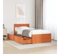 vidaXL Giroletto Cassetti Marrone Cera 100x200 cm Legno Massello Pino, telaio letto, base letto, letto in legno, struttura letto, letto, letto singolo