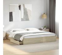 vidaXL Giroletto Cassetti Rovere Sonoma 200x200 cm Legno Multistrato