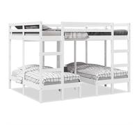 vidaXL Giroletto Castello Triplo Bianco 160x200/80x160cm Massello Pino, struttura letto castello triplo, telaio letto castello triplo, giroletto in legno