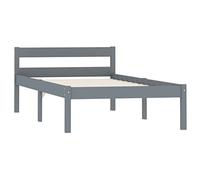 vidaXL Giroletto Classico Elegante Robusto Struttura Telaio Letto Grigio 100x200 cm con Testiera e Doghe in Compensato Legno Massello Pino