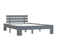 vidaXL Giroletto Classico Elegante Robusto Struttura Telaio Letto Grigio 120x200 cm con Testiera Doghe in Compensato Legno Massello Pino