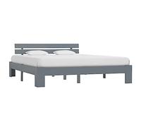 vidaXL Giroletto Classico Elegante Robusto Struttura Telaio Letto Grigio 160x200 cm con Testiera Doghe in Compensato Legno Massello Pino